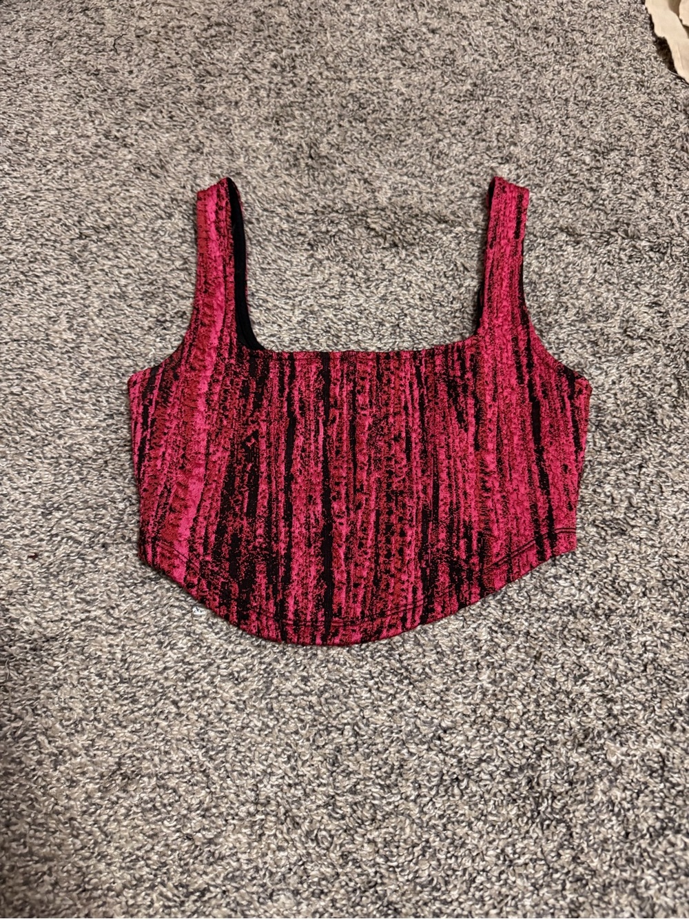 Zara Pink and Black Velvet Crop Top